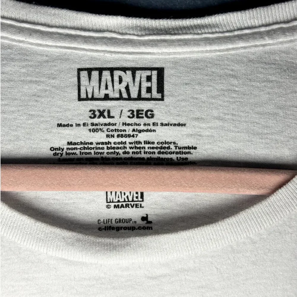 Marvel Mens XXXL Crew Neck White T-Shirt 54x34 Big and Tall - Picture 6 of 6